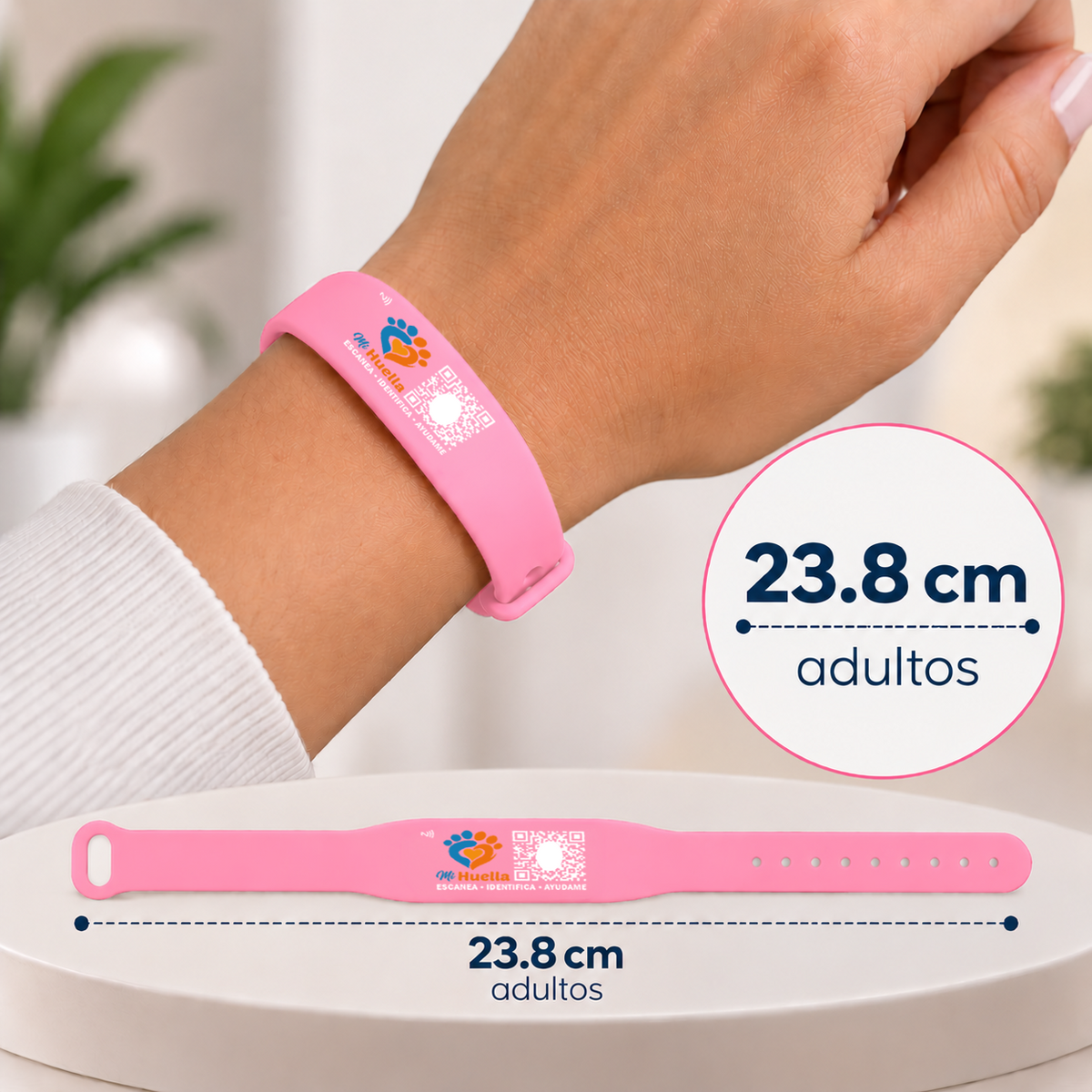 Pulsera o Manilla de Identificación con QR + NFC