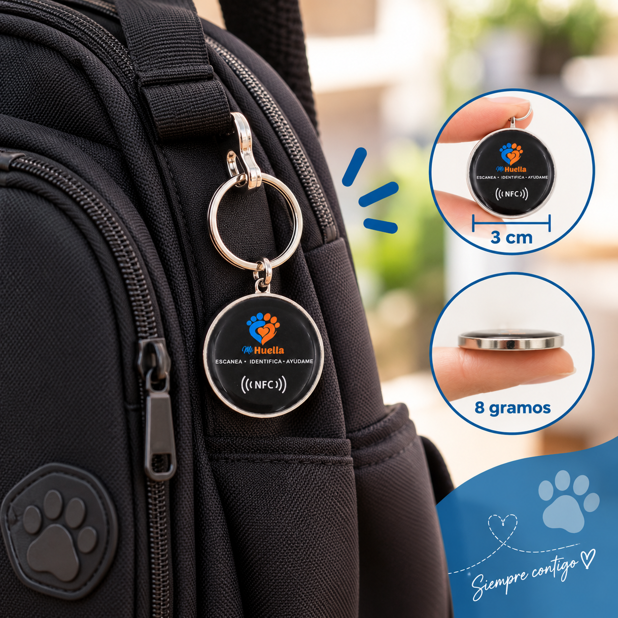 Llavero ó Tag con QR + NFC